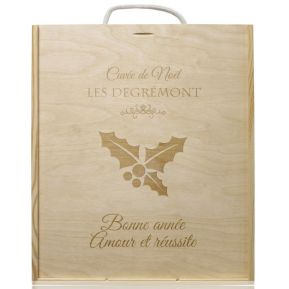 Coffret à vin 3 bouteilles personnalisé Joyeux Noël