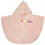 Cape de bain Lapin Rose poudr brode