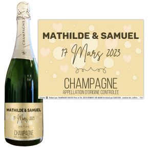 Champagne personnalisé Cœur et bulles