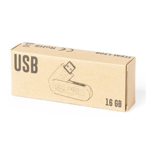 Clé USB 16Go personnalisée en bois dans son emballage