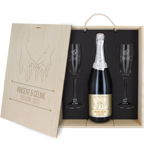 Coffret champagne personnalisé fiançailles