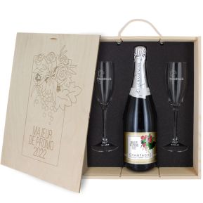 Coffret Champagne personnalisé Fleuri