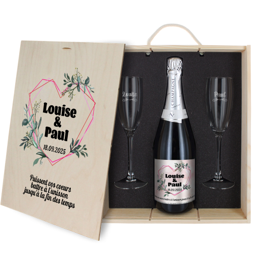 Boîte à Champagne Mariage  Design Cur Fleuri