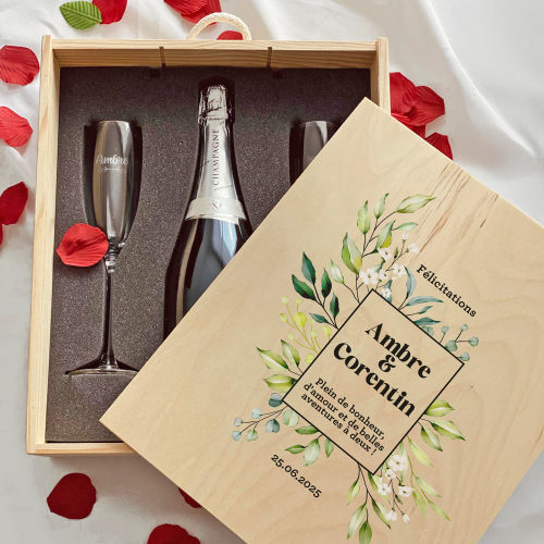 Boîte à Champagne Mariage - design floral