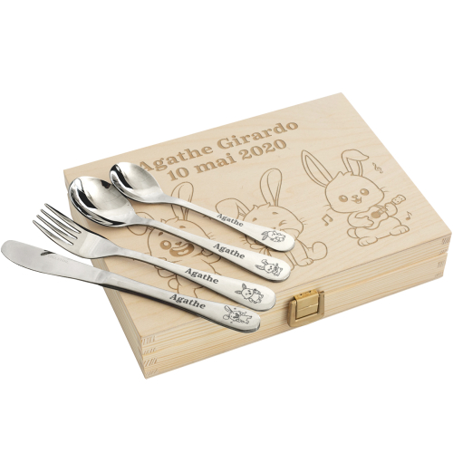 Coffret couvert lapin personnalisé