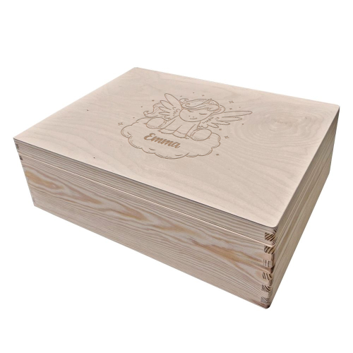 Coffre de rangement gravé licorne grand format