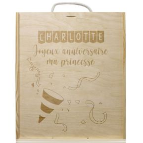 Coffret à vin 3 bouteilles personnalisé Anniversaire