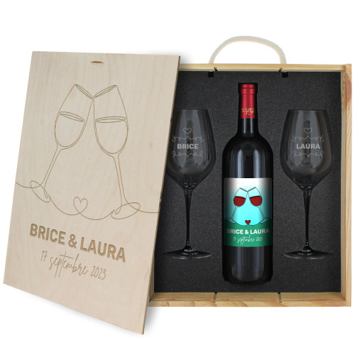 coffret à vin personnalisé duo amour