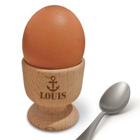 Coquetier en bois gravé personnalisable