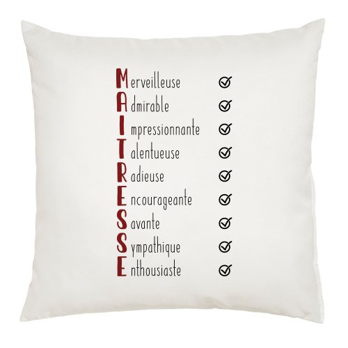 Coussin les qualités de la maitresse