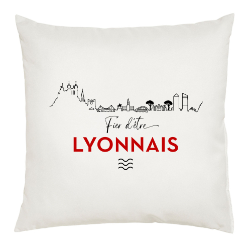 Coussin blanc Fier d'être Lyonnais