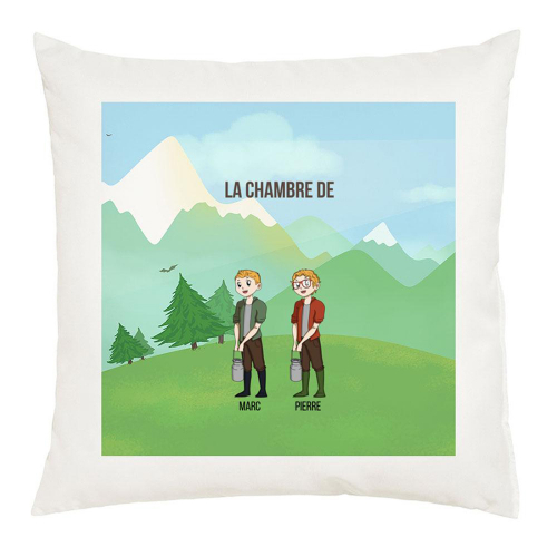 Coussin blanc 40x40cm imprimé My Manga Family