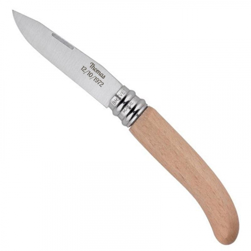 Couteau manche hêtre personnalisé avec prénom ou texte
