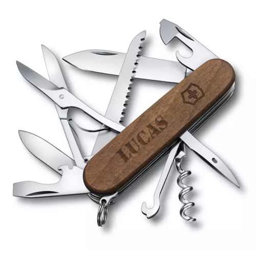 Couteau suisse wood avec manche en bois personnalisé Huntsman