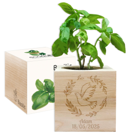 EcoCube gravé baptême design colombe EcoCube gravé baptême design colombe