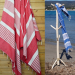 Drap de plage XXL - fouta rayée brodée