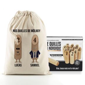 Jeu de quilles finlandais avec son sac personnalisé family