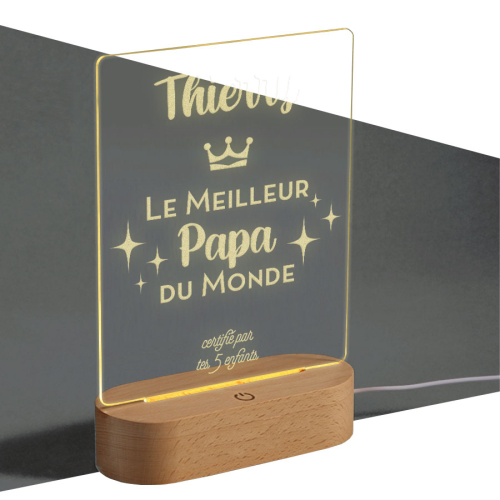 Lampe LED plexi gravée pour la Fête des Pères