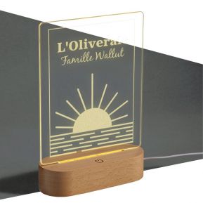 Lampe LED plexiglas gravée Océan