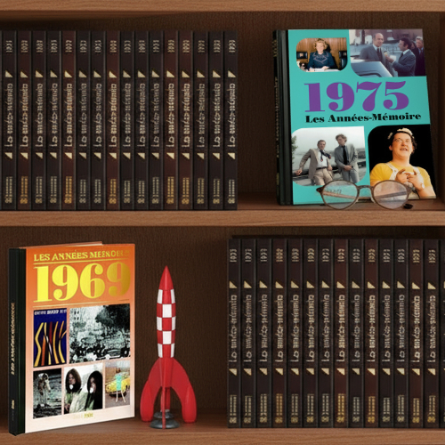 Livres années mémoire sur étagère