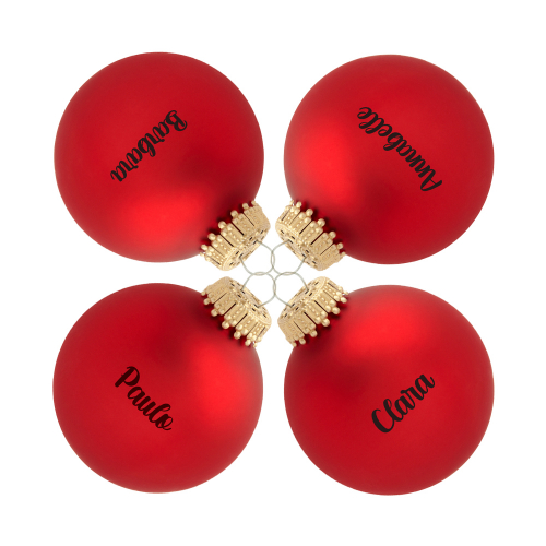 4 boules de noël rouge personnalisées prénoms