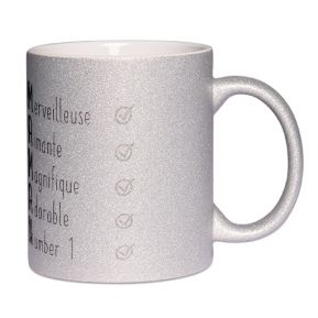 Mug à paillettes Les qualités de Maman