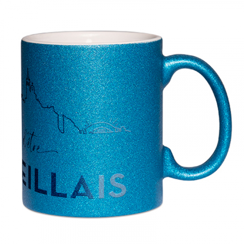 Mug à paillettes bleu Fier d'être Marseillais