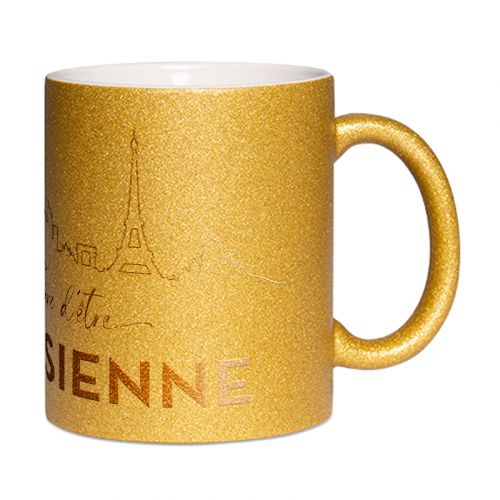 Mug à paillettes jaune les qualités de Maman