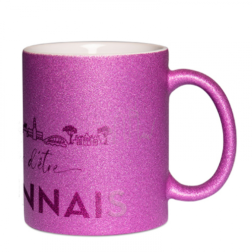 Mug à paillettes violet fier d'être lyonnais