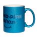 Mug à paillettes papy heureux bleu