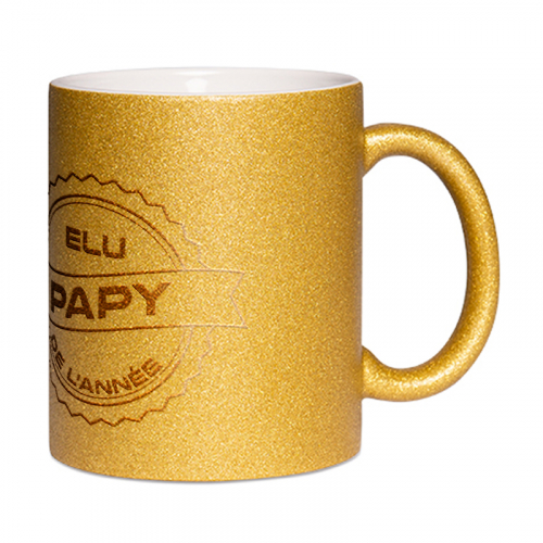 Mug à paillettes doré Papy de l'année