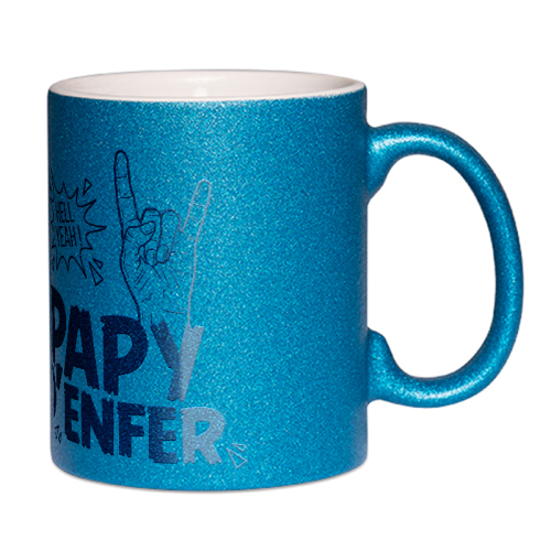 Mug à paillettes bleu Papy d'enfer