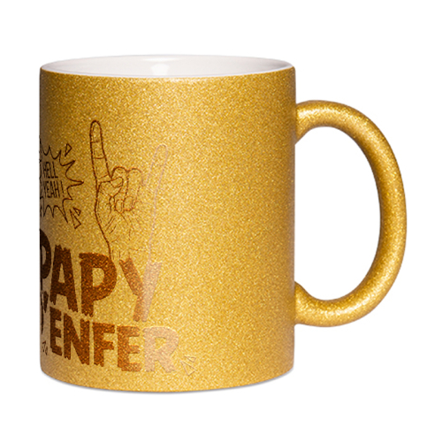 Mug à paillettes doré Papy d'enfer