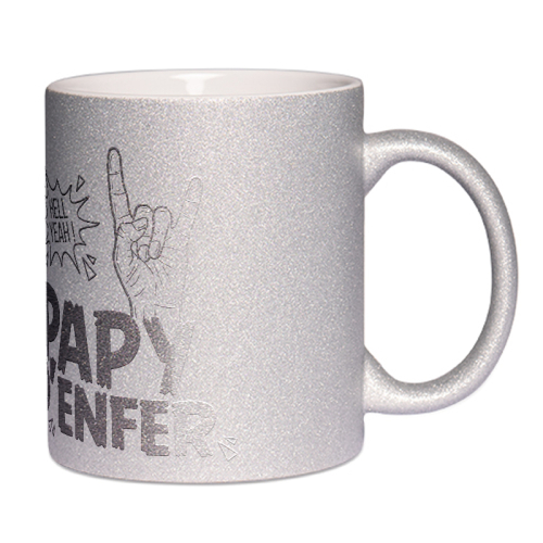 Mug à paillettes gris Papy d'enfer