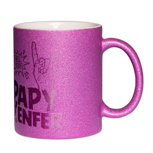 Mug à paillettes violet Papy d'enfer