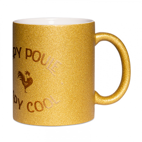 Mug à paillettes doré Papy poule Papy cool