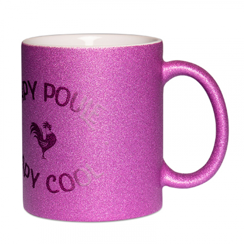 Mug à paillettes rose Papy poule Papy cool