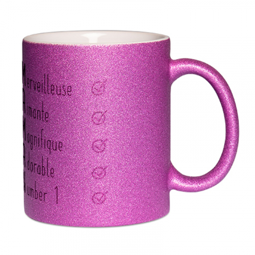 Mug à paillettes violet les qualités de Maman