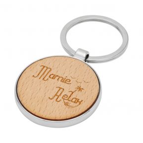 Porte-clés rond en bois Mamie Relax