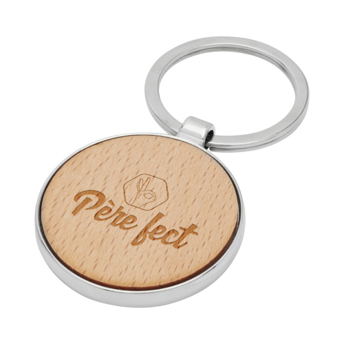 Porte-clés rond en bois Père-fect