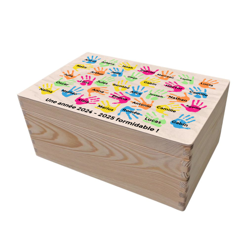 coffret à souvenir petites mains d'enfants avec prénoms