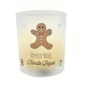 Photophore en verre satiné personnalisé - Noël