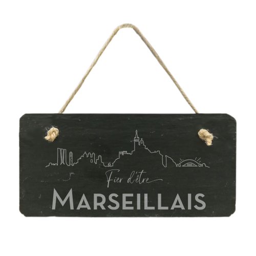 Plaque de porte en ardoise Fier d'être Marseillais