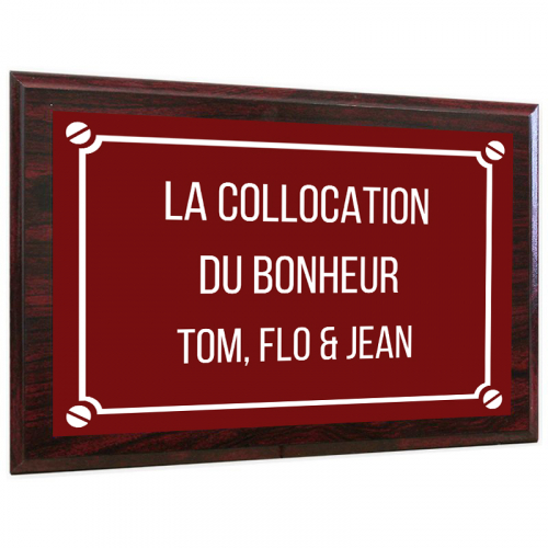 Plaque de rue sur support bois