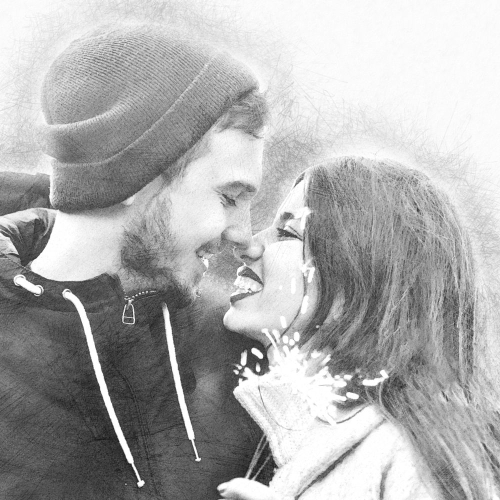 Portrait fusain couple