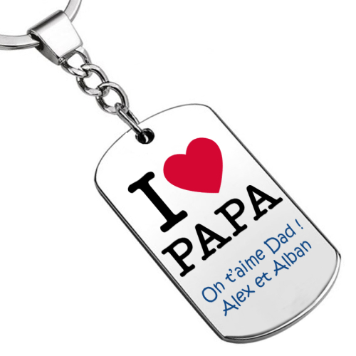 Porte-clés personnalisé avec photo imprimée I love Papa