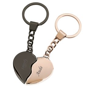 Porte-clés coeur deux couleurs personnalisé