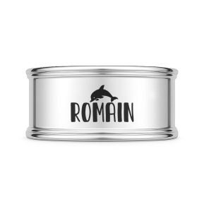 Rond de serviette métal argenté prénom et motif gravé