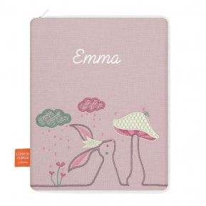 Protège carnet de santé Lapin poudré brodé