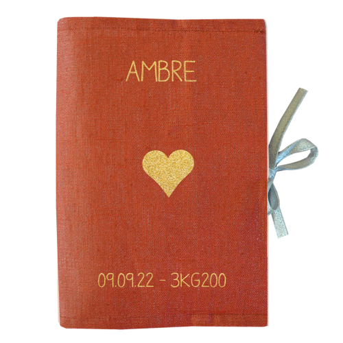 Protège carnet de santé personnalisé - terracotta